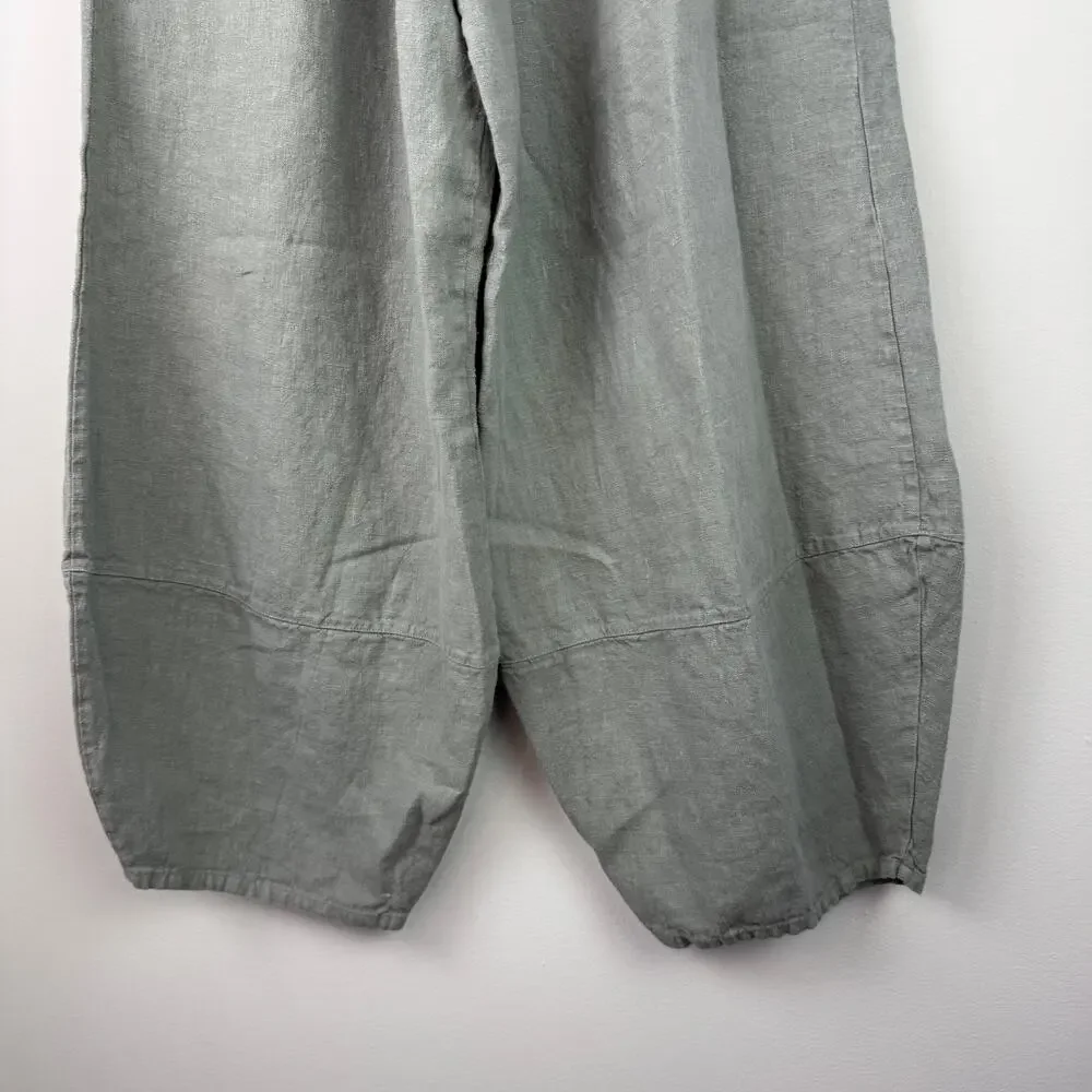 Bryn Walker Oliver USA Lagenlook Gray Green Lantern Pants Linen Wide-Leg S Small - Picture 3 of 8